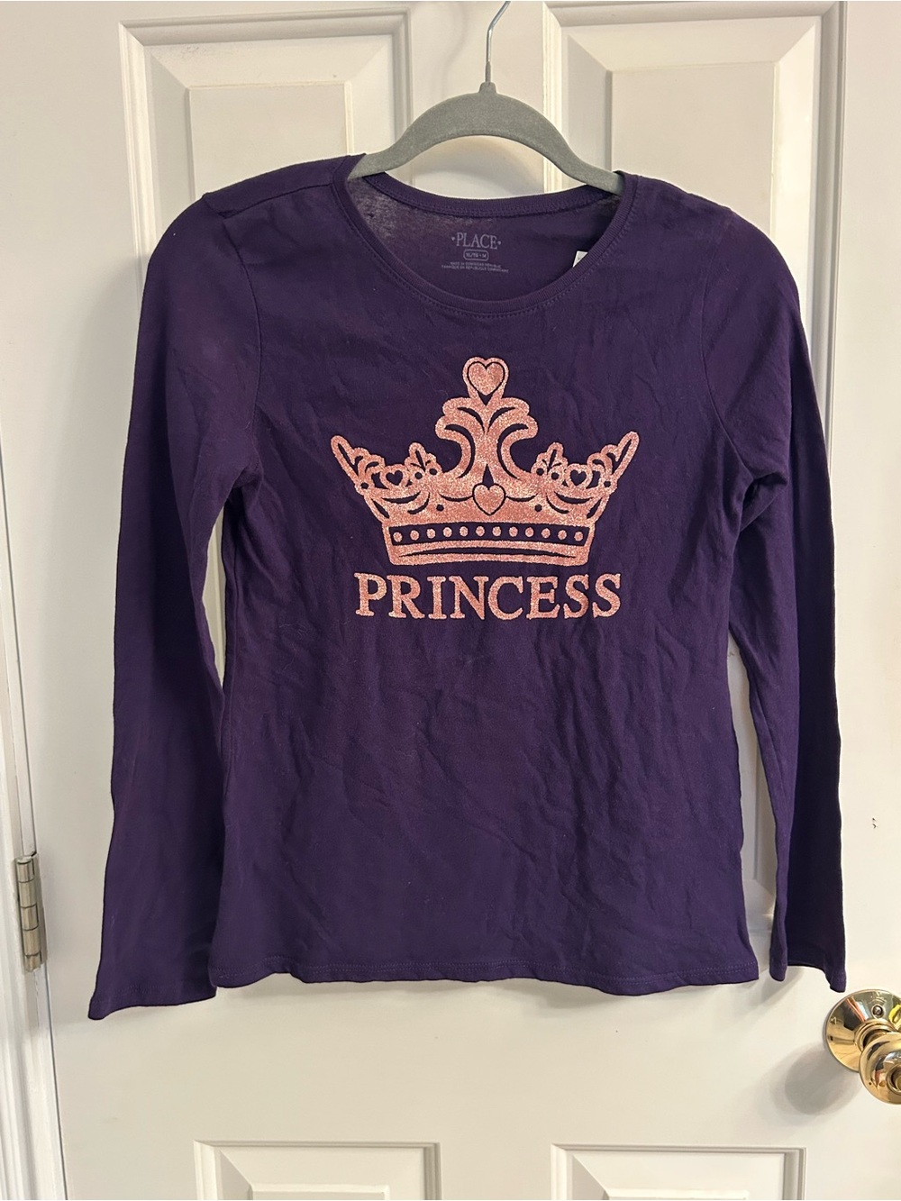 NWT-The Children's Place Purple Long Sleeve Tee with Rose Gold Crown Graphic